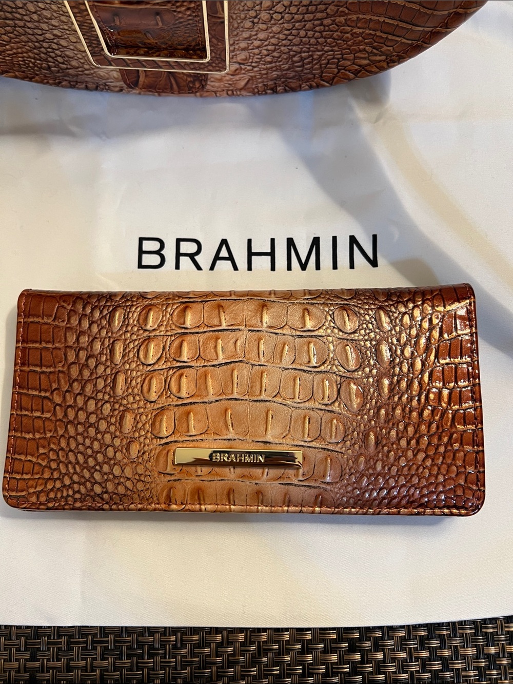 Brahmin Brown Croc-Embossed Leather Crossbody with Matching Wallet - Picture 9 of 11